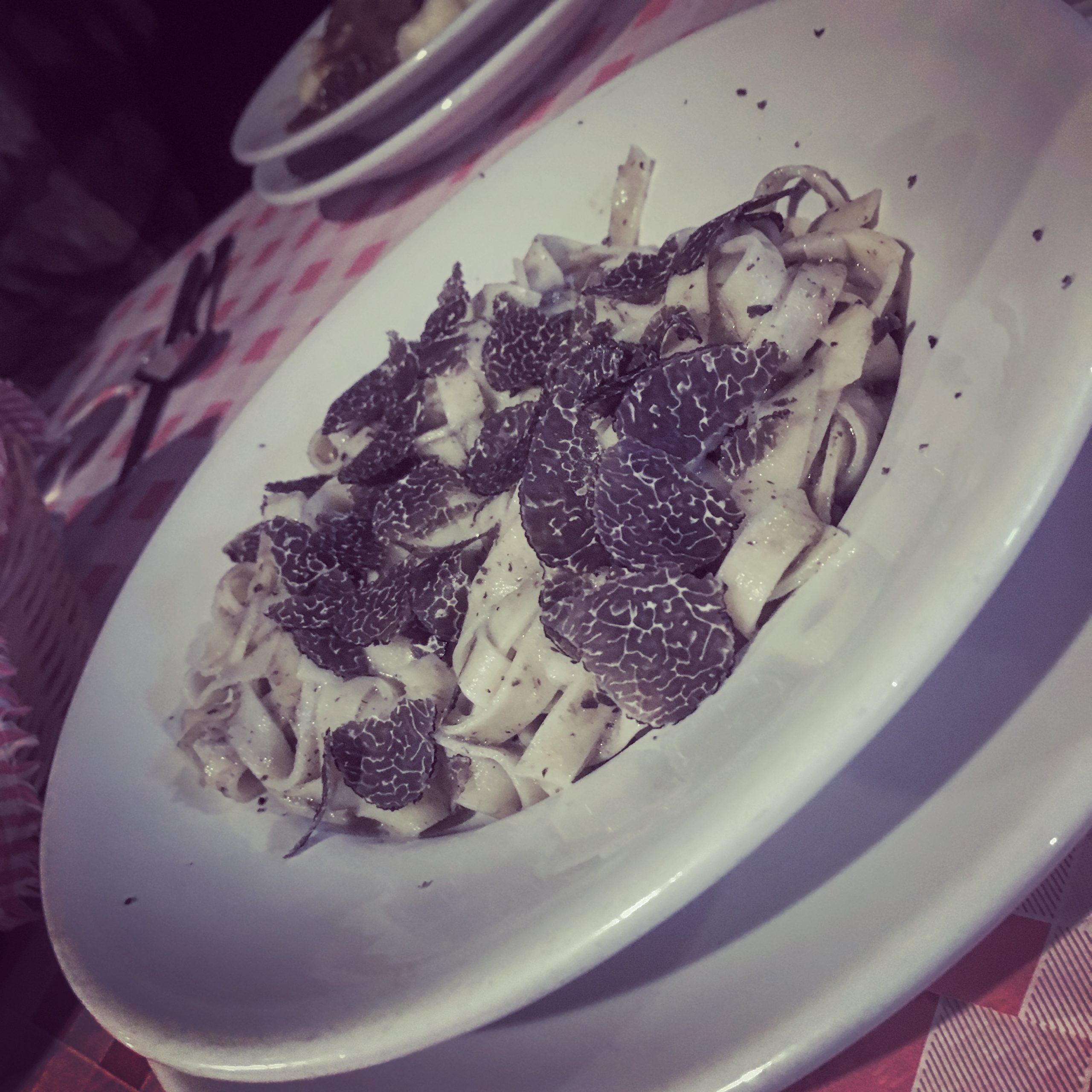 Homemade tagliatelle with black truffles